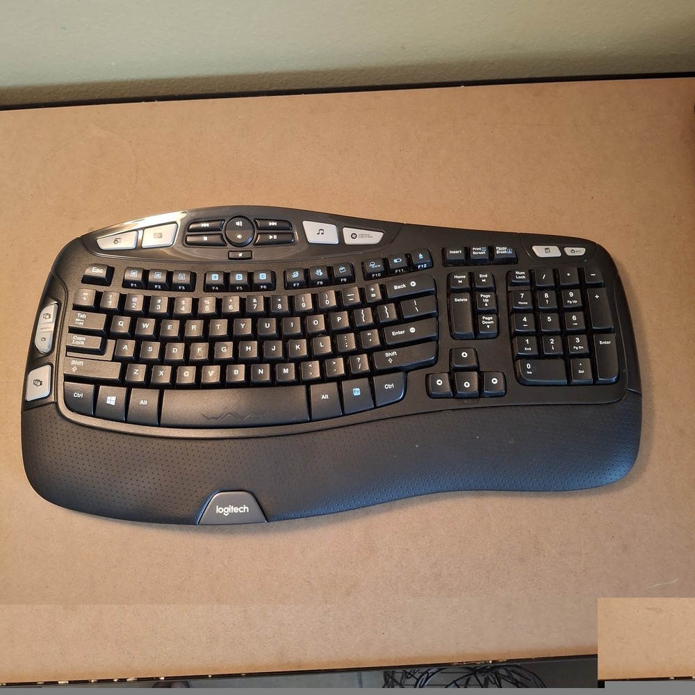 Logitech K350 Wireless Wave Ergonomic Keyboard Black Y-R0053 No Dongle